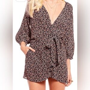 NWT NEW Free People Floral Wrap V Neck Tunic Mini Dress Women's Medium